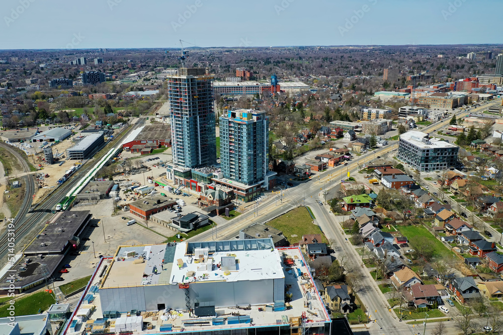 Fototapeta premium Aerial of Kitchener, Ontario, Canada in late spring