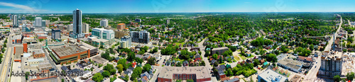 Aerial panorama of Kitchener, Ontario, Canada in late spring