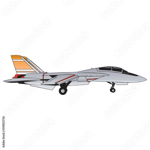 Air transport, military fighter, usaf aviation jet aircraft, cartoon style vector illustration, isolated on white.