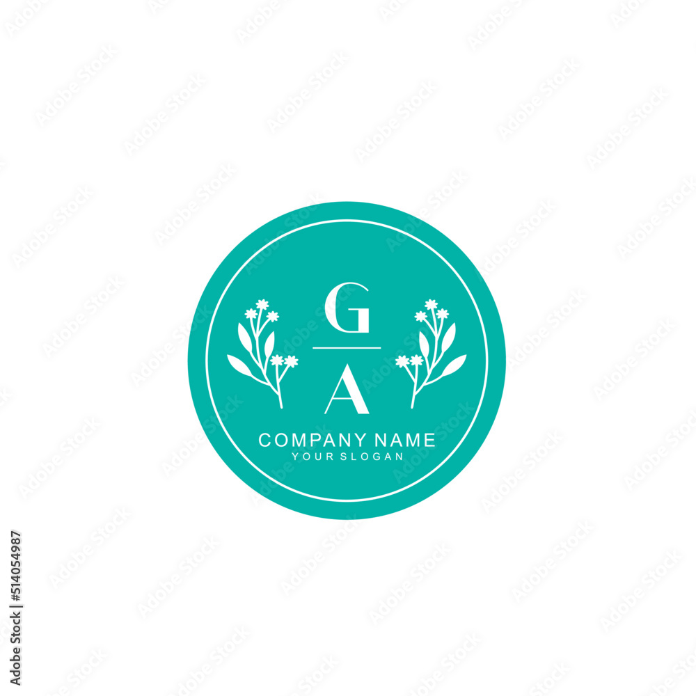 GA Beauty vector initial logo GA Beauty vector initial logo