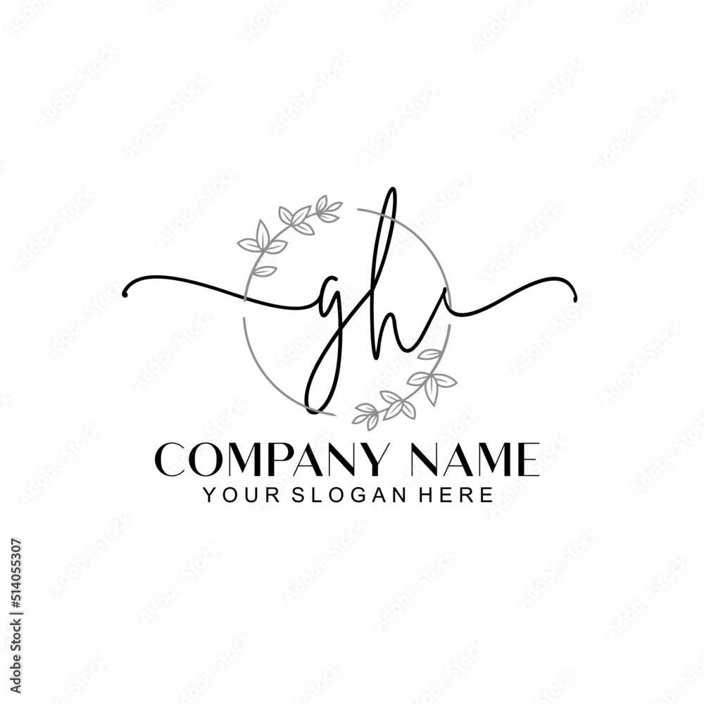 GH signature logo template vector	