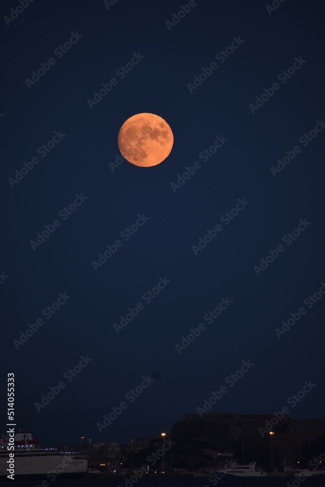 Full moon above Corfu Island greece Landscape Full moon above Corfu Island greece Landscape