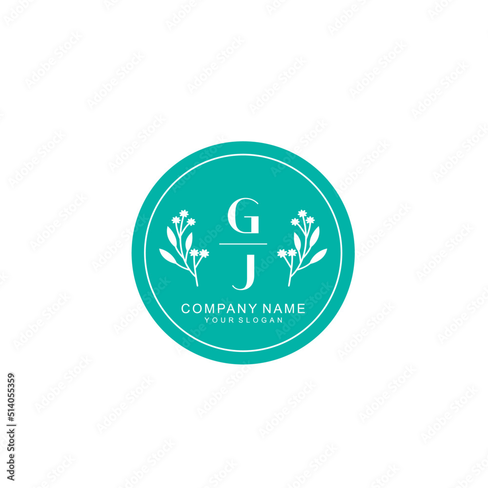GJ Beauty vector initial logo	