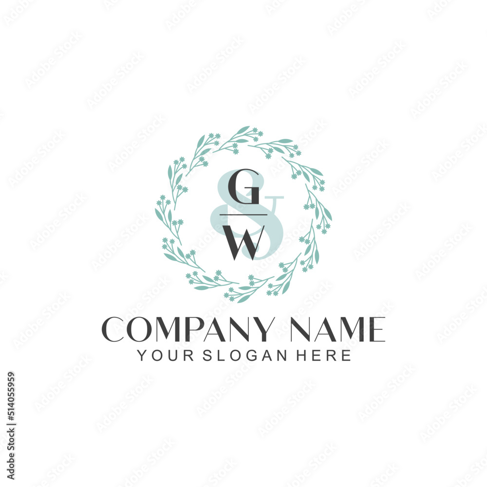 GW Beauty vector initial logo GW Beauty vector initial logo