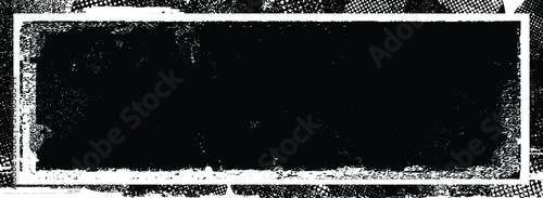 Glitch distorted geometric shape . Noise destroyed logo . Trendy defect error shapes . Glitched frame .Grunge textured . Distressed effect .Vector shapes with a halftone dots screen print texture.
