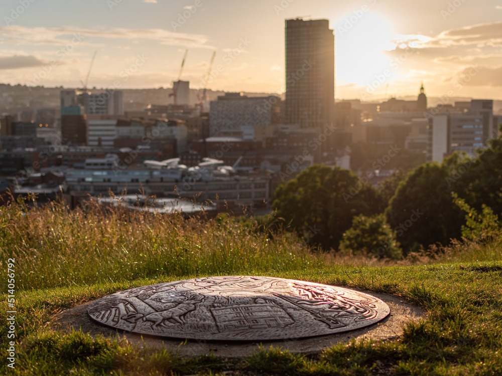 Sheffield at sunset from the Cholera monument grounds