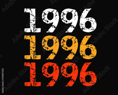 Year 1996 smudged font. Vector with year on black background.