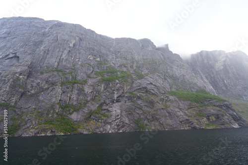 White and grey extremely steep granite rock, lysefjord