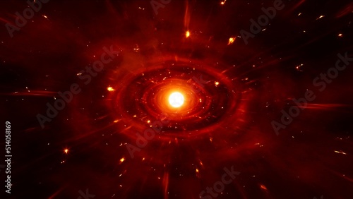 Glowing Light Planet in the Red Space Galaxy