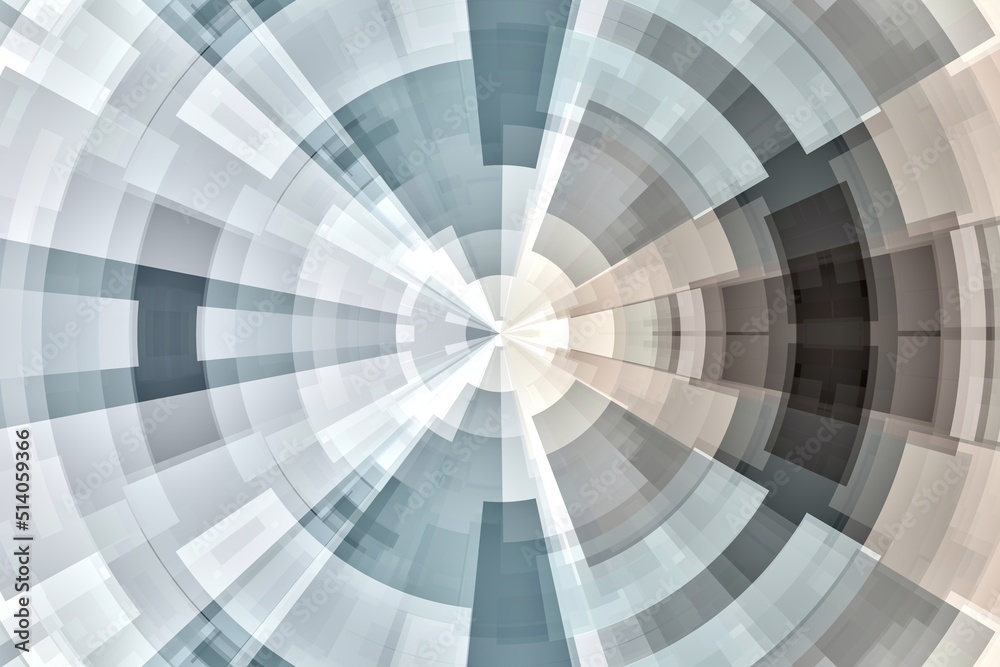 Blue and brown abstract technology circle tunnel background.