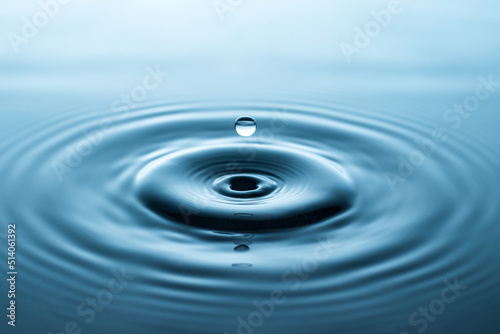 Falling drop and circular wave and ripples on the water surface