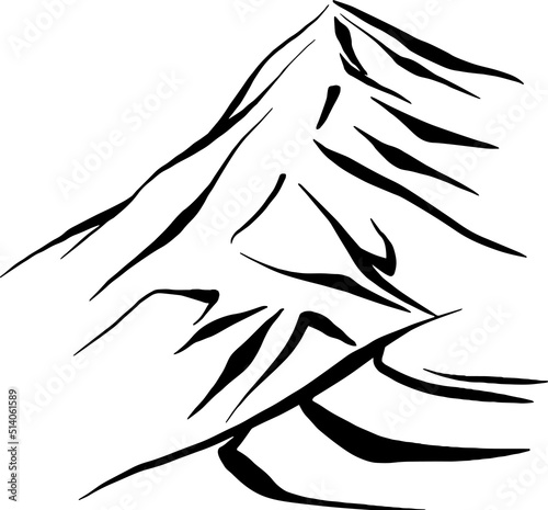 The mountains, hand draw line vector illustration