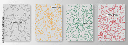 Set collection of gray backgrounds with tangled lines
