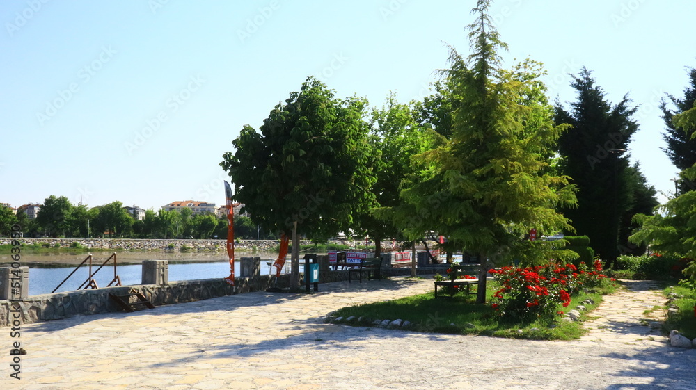 Beyşehir Lake Cruise Hill, an island where you can visit the surrounding lake. A landscape of Beyşehir, Konya, in Turkey