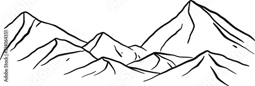 The mountains, hand draw line vector illustration