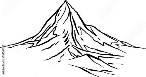 The mountains, hand draw line vector illustration