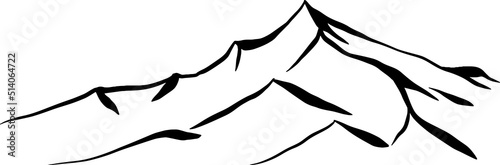 The mountains, hand draw line vector illustration