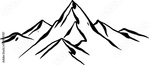 The mountains, hand draw line vector illustration