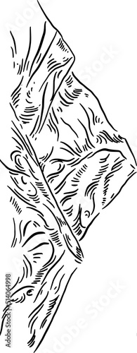 The mountains, hand draw line vector illustration