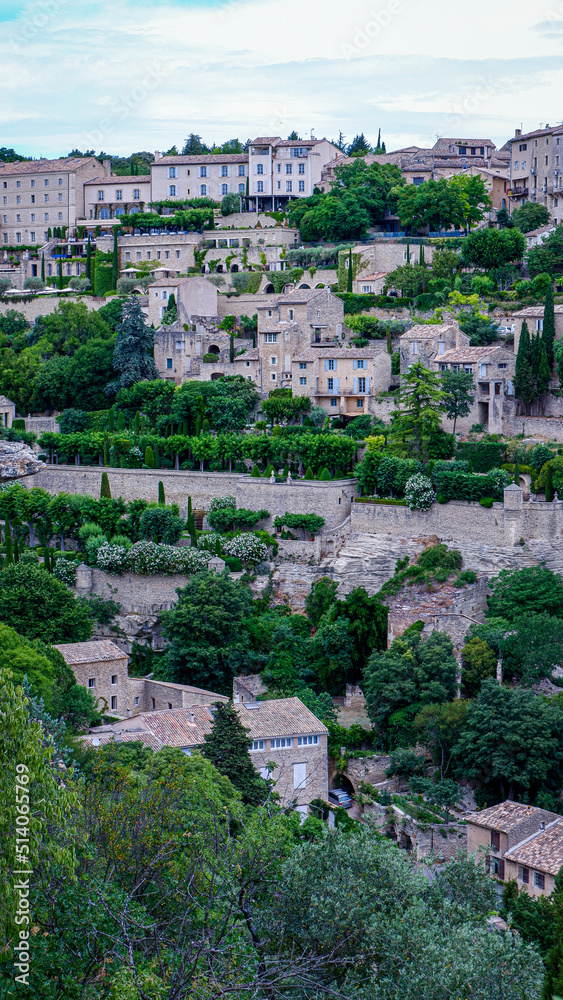 Beautiful city of Gordes perched atop a hillside in the Provence countryside of France