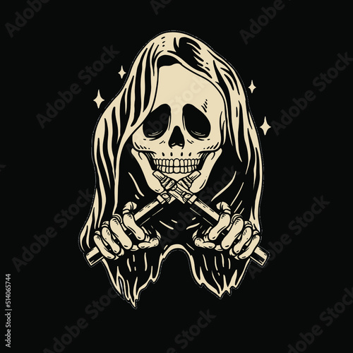 skull and vape in black