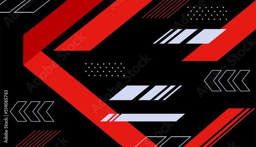 Red and white abstract shapes with black background vector design