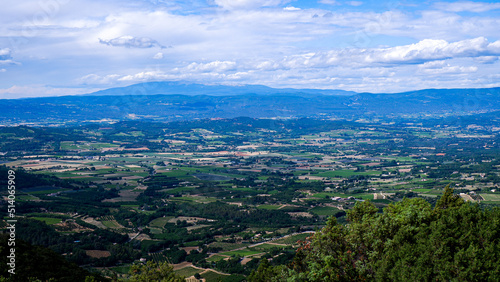 Villages dot the French countryside - Luberon region of Provence in the summer