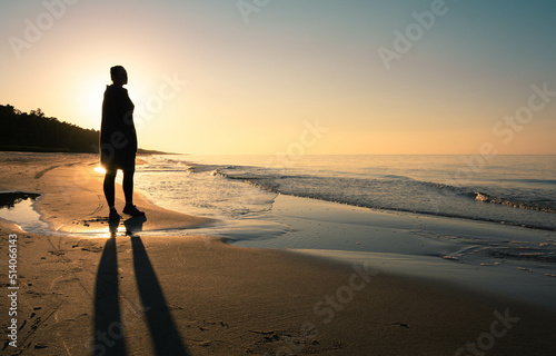 walking on the beach during sunset