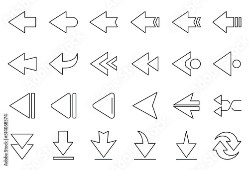 arrow outline icons set on white background.