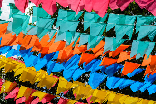 Saint John  party colorful flags. Traditional festivities that take place in the month of June in the Northeast Region of Brazil.