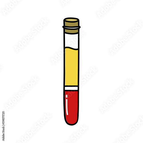 blod test tube doodle icon, vector color line illustration