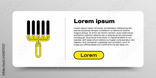 Line Garden rake in work icon isolated on white background. Tool for horticulture, agriculture, farming. Ground cultivator. Colorful outline concept. Vector