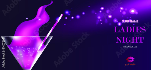 design for ladies' night with abstract cocktail and sequins