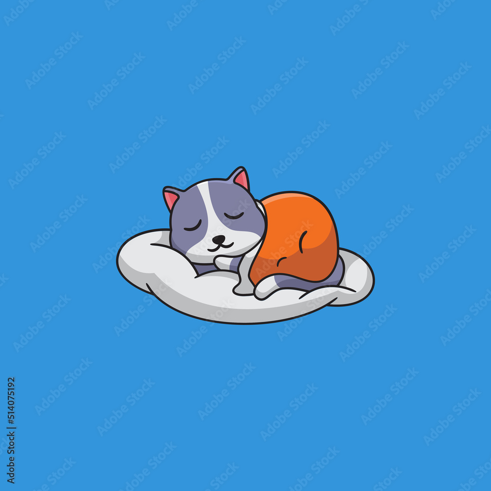 Cat Sleep Mascot Logo Design Vector
