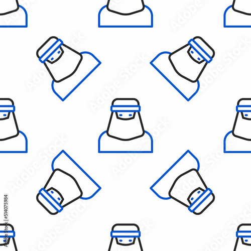 Line Muslim woman in niqab icon isolated seamless pattern on white background. Colorful outline concept. Vector