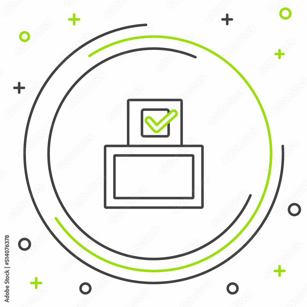 Line Vote box or ballot box with envelope icon isolated on white background. Colorful outline concept. Vector Line Vote box or ballot box with envelope icon isolated on white background. Colorful outline concept. Vector