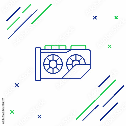 Line Video graphic card icon isolated on white background. Colorful outline concept. Vector