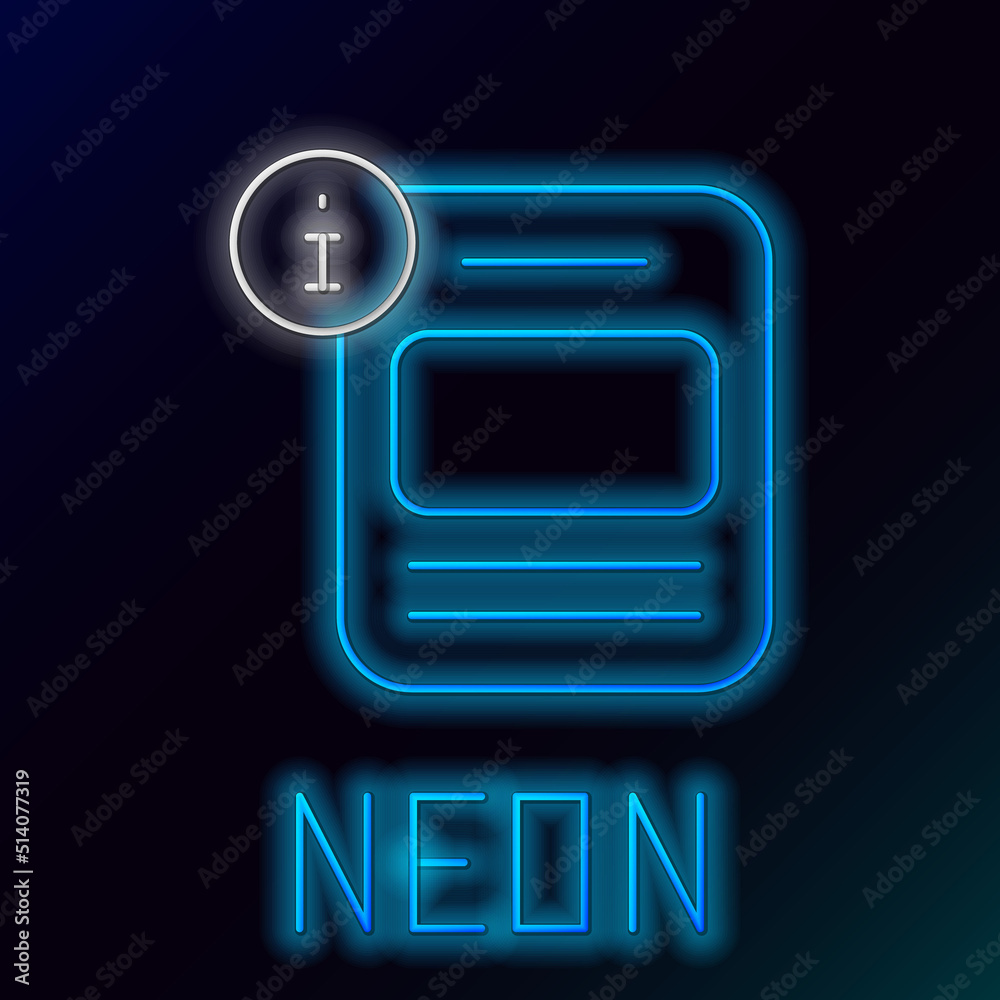 Glowing neon line Information icon isolated on black background. Colorful outline concept. Vector