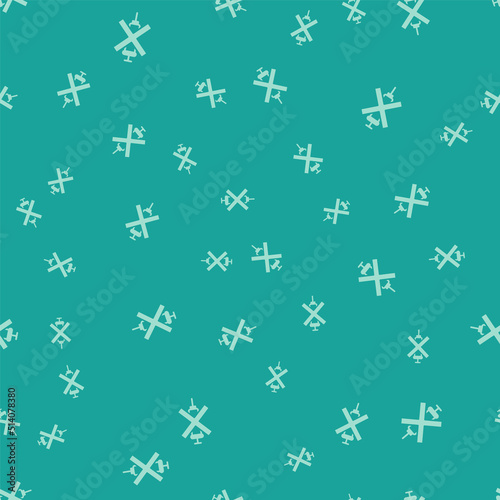 Green No doping syringe icon isolated seamless pattern on green background. Vector