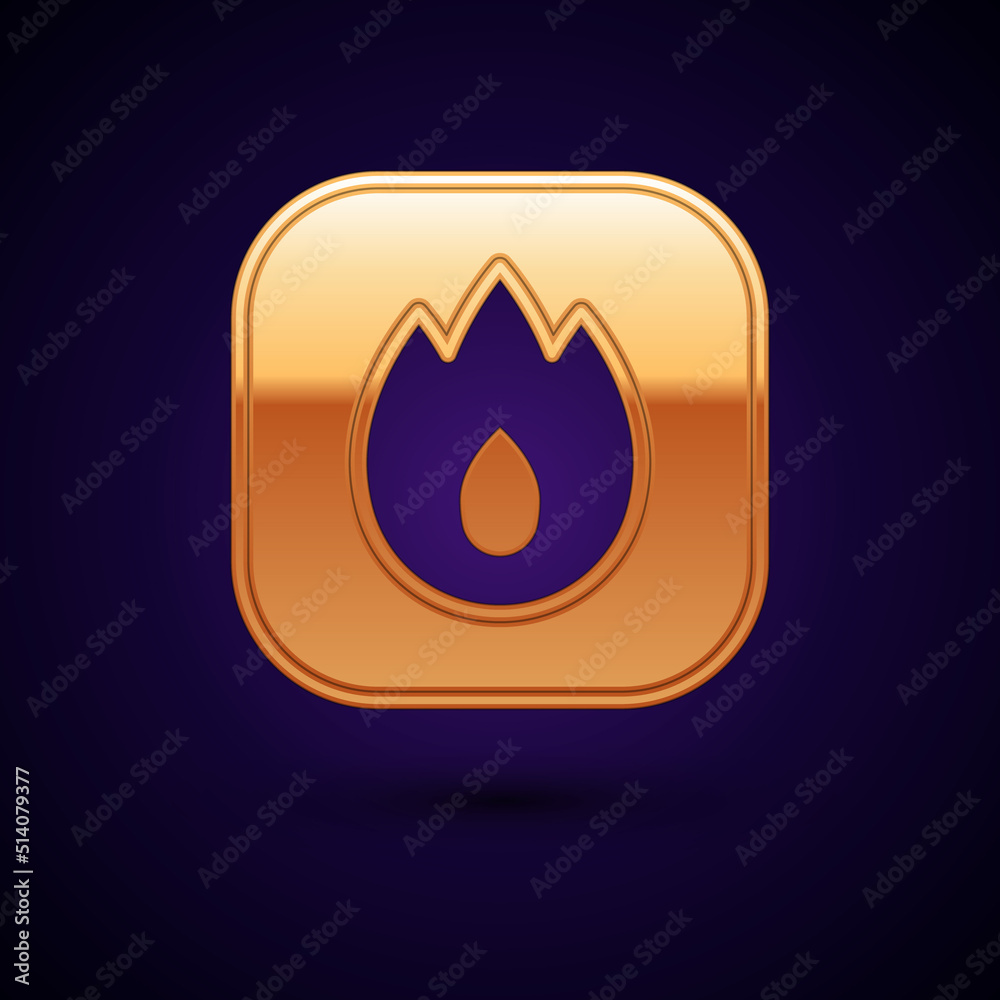 Gold Fire flame icon isolated on black background. Vector Gold Fire flame icon isolated on black background. Vector