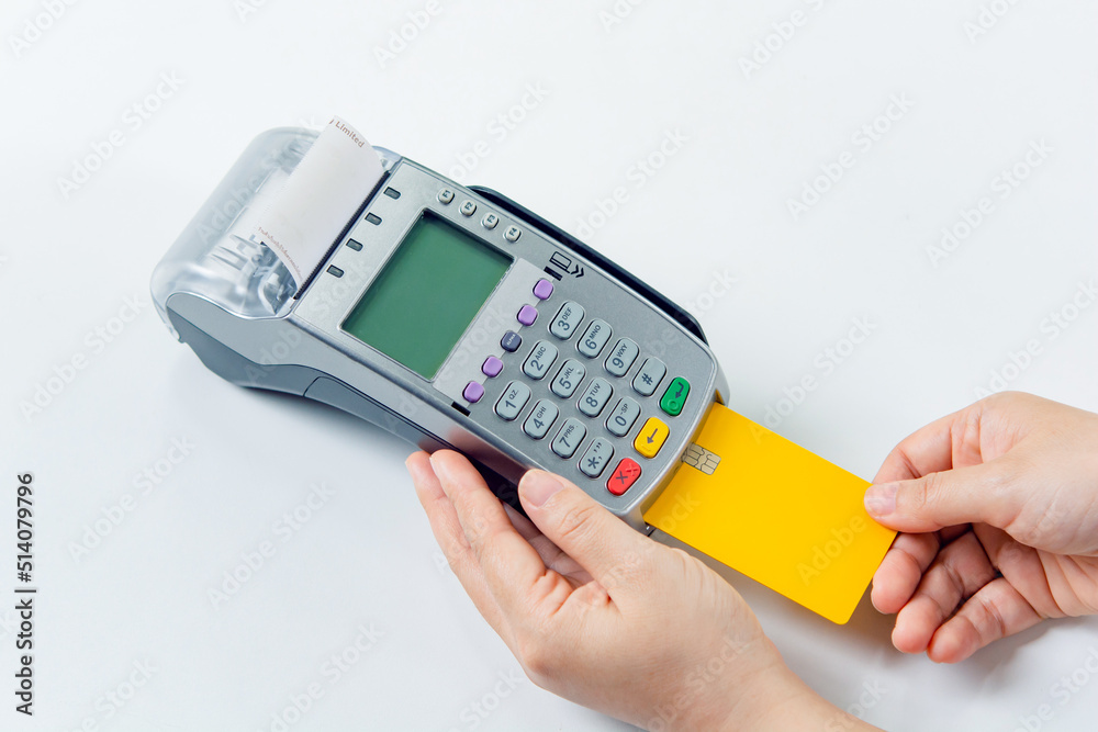 Credit card payment with EDC machine or credit card terminal. Credit card payment with EDC machine or credit card terminal.
