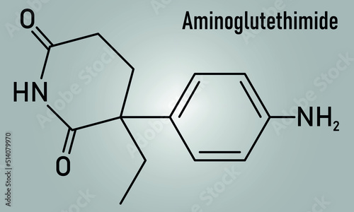 Skeletal formula of Aminoglutethimide anti-steroid drug molecule. Used in treatment of Cushing's syndrome and breast cancer but also by body builders.