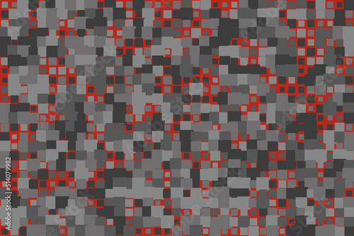 grayscale pixel style cubes on red background