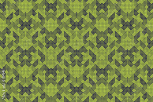 green geometric pattern, symmetrical repeating elements overlapping each other
