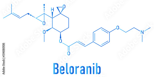 Beloranib obesity drug molecule. Skeletal formula.