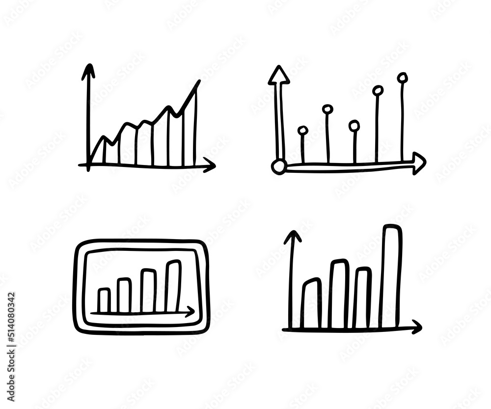 Growth chart doodle outline diagram. Profit dynamics. business
