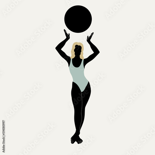 Vector hand drawn minimalistic placard with illustration of girl with blond hair. Creative abstract artwork . Template for card, poster, banner, print for t-shirt, brochure.
