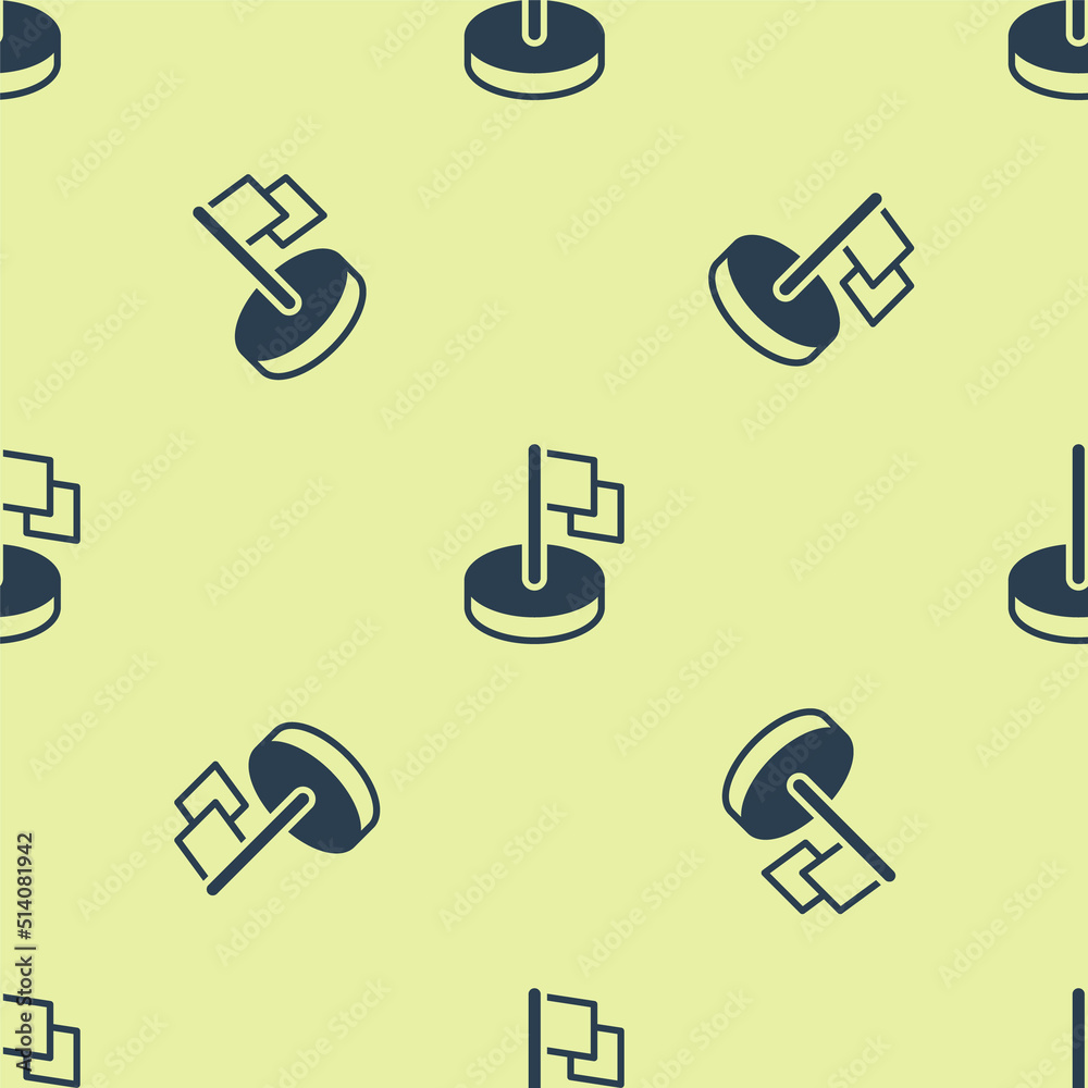 Blue Flag icon isolated seamless pattern on yellow background. Victory, winning and conquer adversity concept. Vector Blue Flag icon isolated seamless pattern on yellow background. Victory, winning and conquer adversity concept. Vector