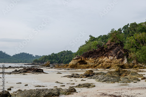 Outdoor cloudy view on the beach at Hin Talu Beach in Koh Phayam island in Thailand. 