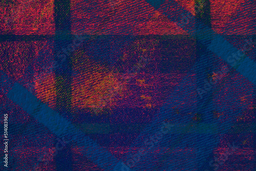 Red and blue color abstract background or texture with lines and squares